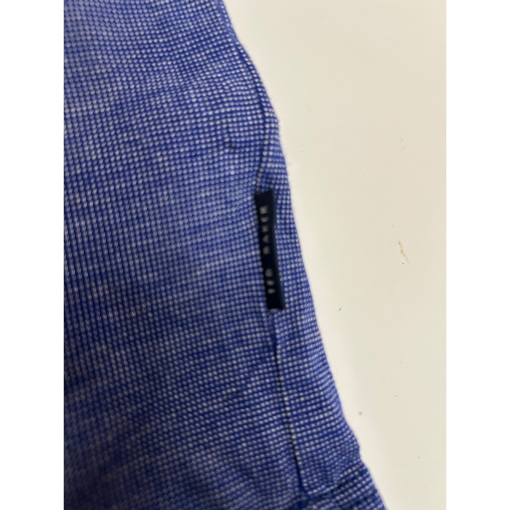 Ted Baker Men's Polo Shirt Midnight Blue Check Collar Pocket 100% Cotton Size 4 - Picture 8 of 10